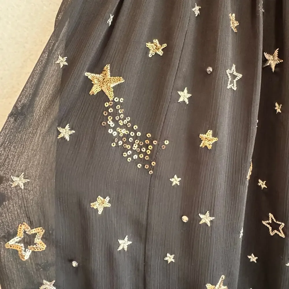 Kate Spade Madison Ave Collection Black Star Tulle Skirt Women’s Size 4 boho